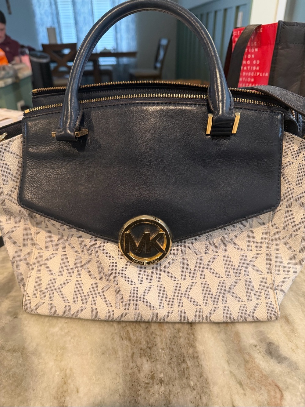 Michael Kors Navy and white Signature Canvas Tote